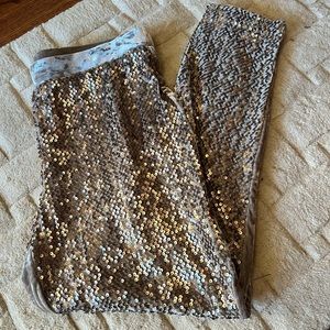 Champagne pewter glittery sparkly holiday pants
